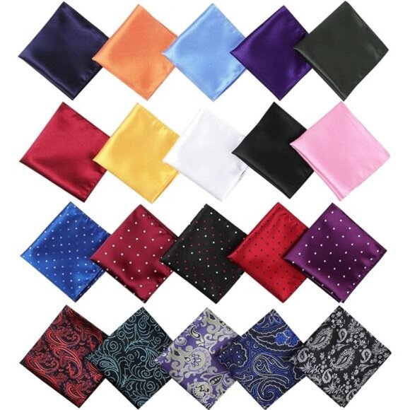Pocket Squares for Men 20 Pack Mens Pocket Squares handkerchiefs Set - Picture 2 of 8